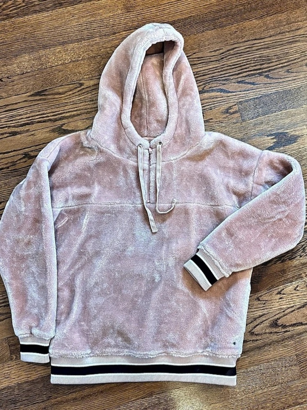 UGG Kailani Faux Fur Hooded Half-Zip Pullover Pink Small